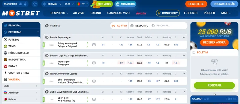 Apostas de voleibol na casa de apostas MostBet