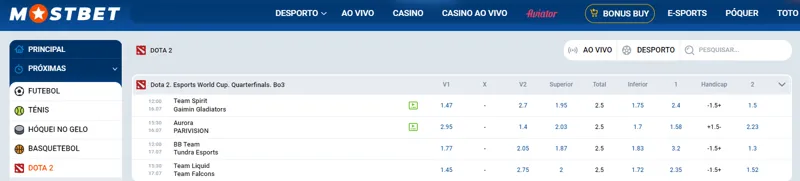 Dota 2 no site da casa de apostas MostBet