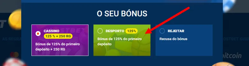 Bónus para jogadores no registo