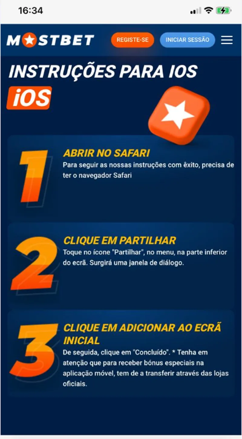 Aplicação móvel MostBet para iOS