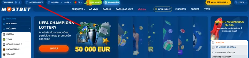 Opções para contornar o bloqueio no site MostBet