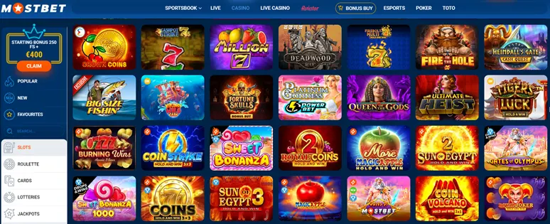 Slots no Casino MostBet